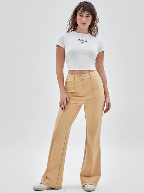 GUESS pantalones acampanados con pinzas originales mujer 0P8X2068 avena con miel vestir