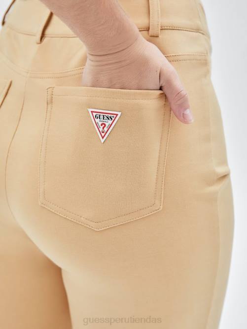 GUESS pantalones acampanados con pinzas originales mujer 0P8X2068 avena con miel vestir