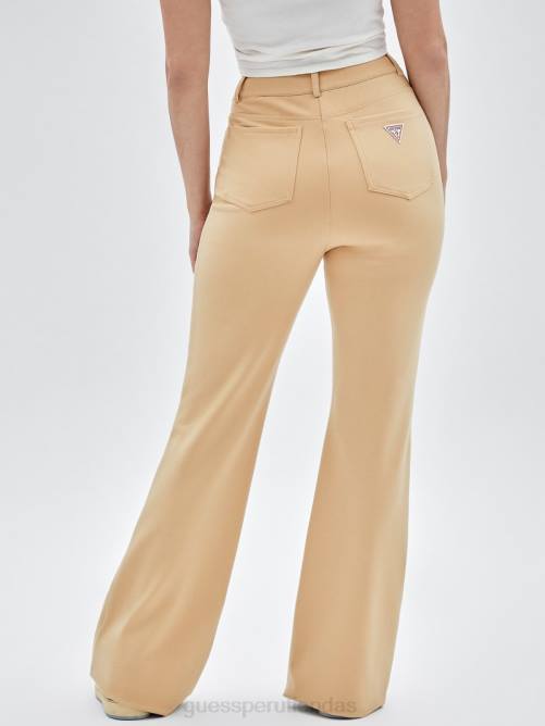 GUESS pantalones acampanados con pinzas originales mujer 0P8X2068 avena con miel vestir