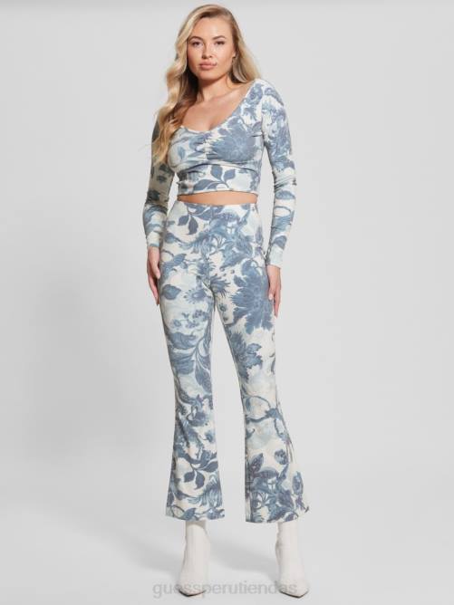 GUESS pantalones acampanados estefania florales mujer 0P8X2140 porcelana estampado floral bl vestir