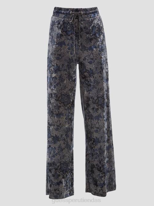 GUESS pantalones anchos de terciopelo jade mujer 0P8X2229 estampado floral del mercado de especias vestir