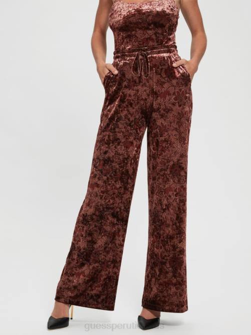 GUESS pantalones anchos de terciopelo jade mujer 0P8X2349 estampado floral del mercado de especias vestir