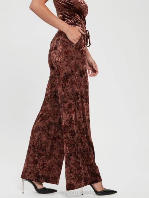 GUESS pantalones anchos de terciopelo jade mujer 0P8X2349 estampado floral del mercado de especias vestir