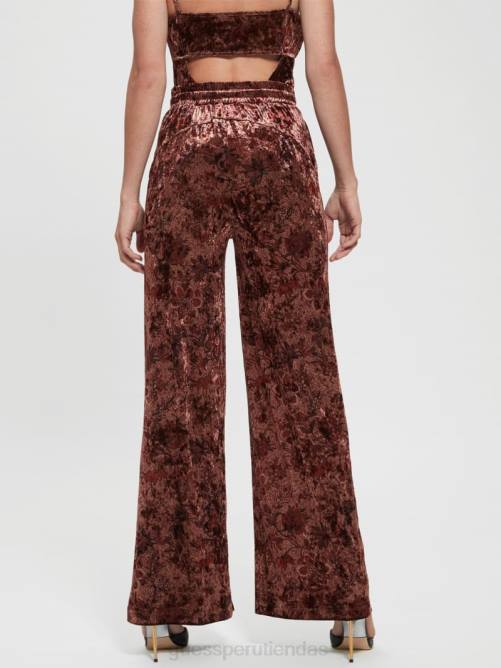GUESS pantalones anchos de terciopelo jade mujer 0P8X2349 estampado floral del mercado de especias vestir