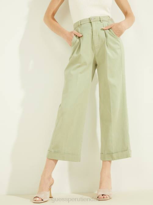 GUESS pantalones anchos matilde mujer 0P8X2287 matcha ligero vestir