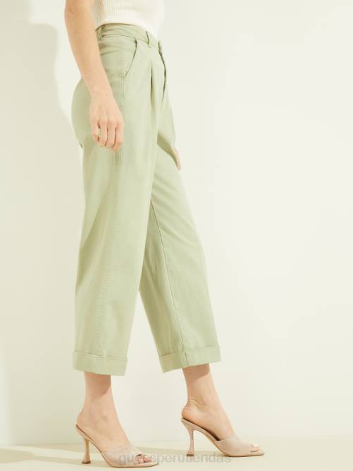 GUESS pantalones anchos matilde mujer 0P8X2287 matcha ligero vestir