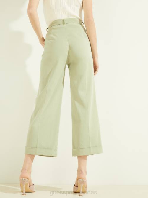 GUESS pantalones anchos matilde mujer 0P8X2287 matcha ligero vestir