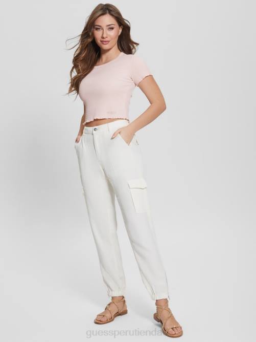 GUESS pantalones cargo chinos bowie mujer 0P8X1998 blanco crema multicolor vestir
