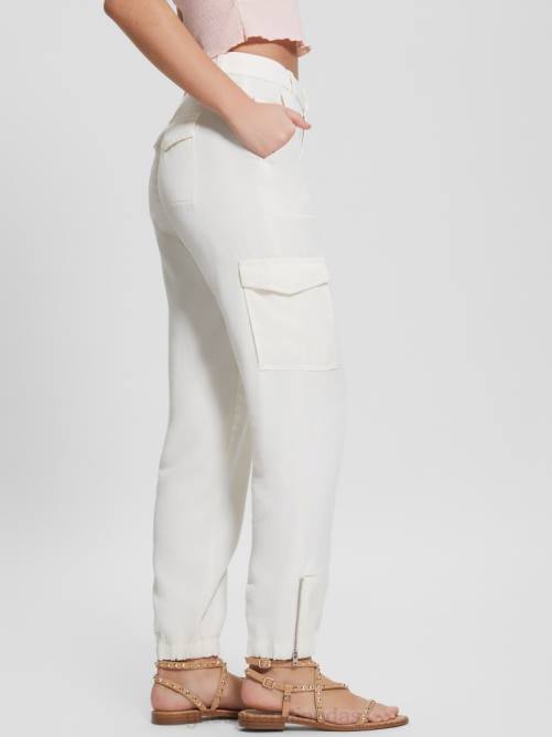 GUESS pantalones cargo chinos bowie mujer 0P8X1998 blanco crema multicolor vestir