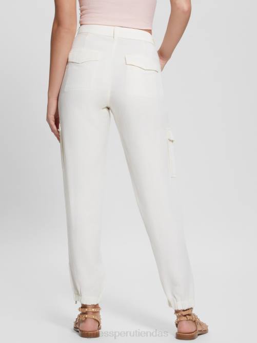GUESS pantalones cargo chinos bowie mujer 0P8X1998 blanco crema multicolor vestir