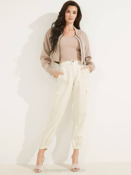 GUESS pantalones cargo chinos bowie mujer 0P8X1998 blanco crema multicolor vestir