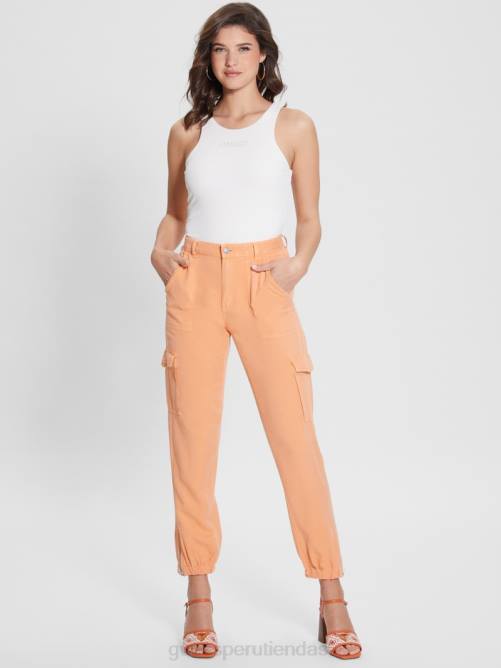 GUESS pantalones cargo chinos bowie mujer 0P8X2006 melocotón dulce multi vestir