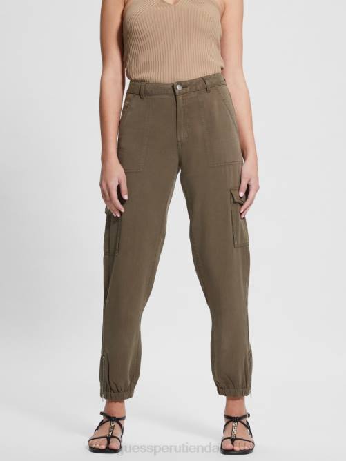 GUESS pantalones cargo chinos bowie mujer 0P8X2014 asfalto verde multi vestir