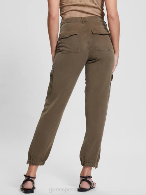 GUESS pantalones cargo chinos bowie mujer 0P8X2014 asfalto verde multi vestir