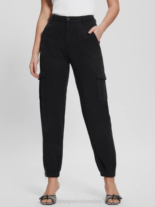 GUESS pantalones cargo chinos bowie mujer 0P8X2098 negro azabache multicolor vestir