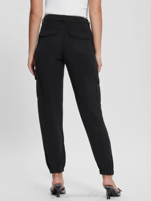 GUESS pantalones cargo chinos bowie mujer 0P8X2098 negro azabache multicolor vestir