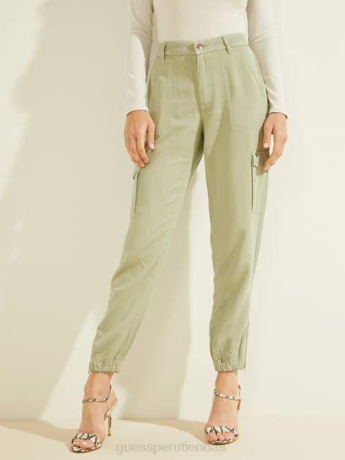 GUESS pantalones cargo chinos bowie mujer 0P8X2135 matcha ligero multi vestir