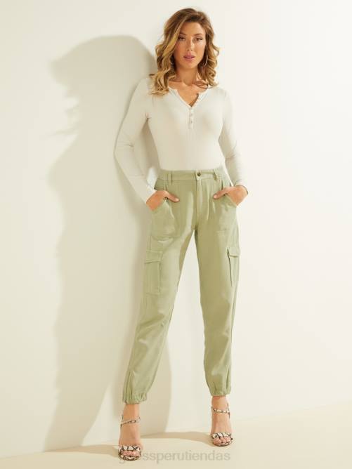 GUESS pantalones cargo chinos bowie mujer 0P8X2135 matcha ligero multi vestir