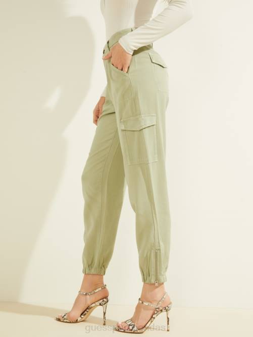 GUESS pantalones cargo chinos bowie mujer 0P8X2135 matcha ligero multi vestir