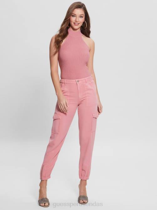 GUESS pantalones cargo chinos bowie mujer 0P8X2159 rubor vintage multicolor vestir