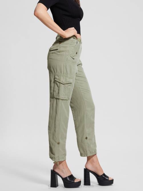 GUESS pantalones cargo eco nessi de lino mujer 0P8X2016 salvia oceánica multi vestir
