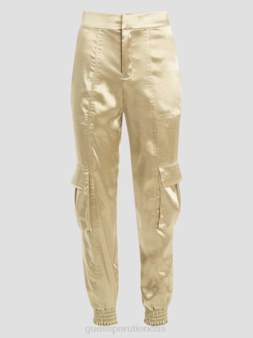 GUESS pantalones cargo eco soundwave de satén mujer 0P8X2201 cemento vestir