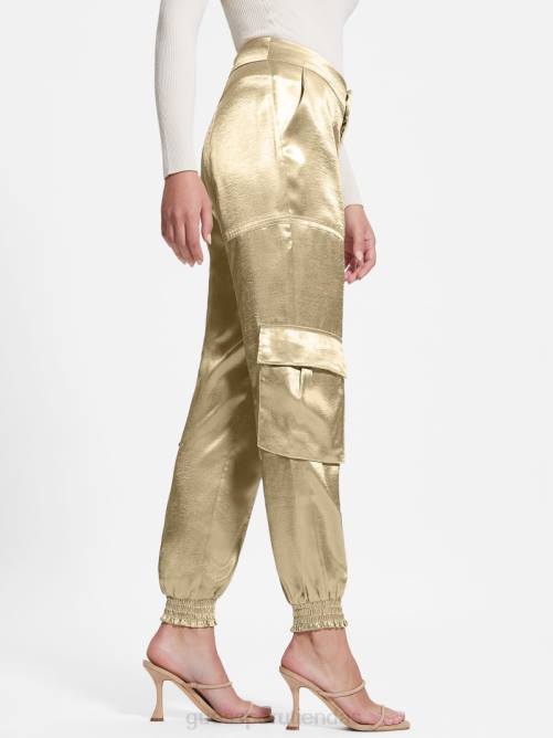 GUESS pantalones cargo eco soundwave de satén mujer 0P8X2201 cemento vestir