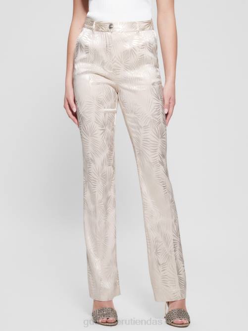 GUESS pantalones chinos Holly de jacquard mujer 0P8X2267 madreperla vestir