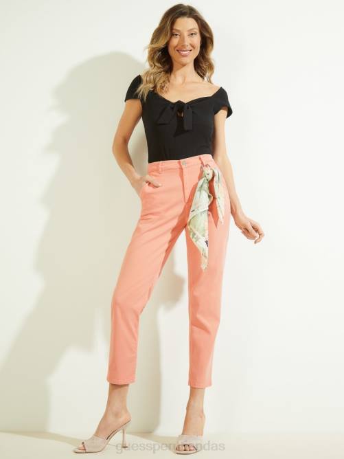 GUESS pantalones chinos candis mujer 0P8X2217 crema de durazno vestir