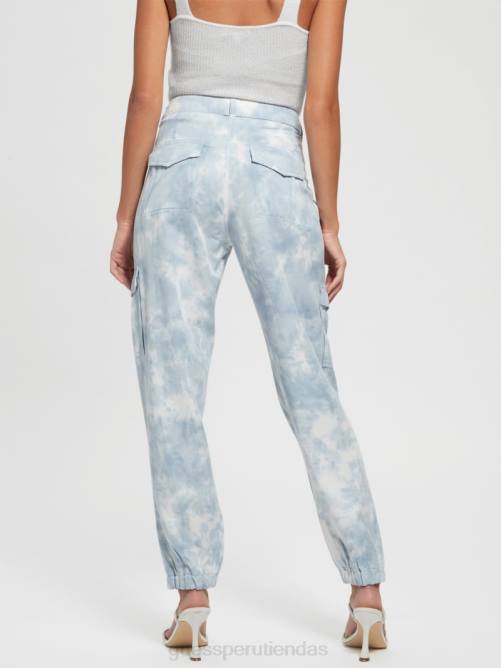 GUESS pantalones chinos cargo bowie mujer 0P8X2198 teñido anudado azul coronado vestir