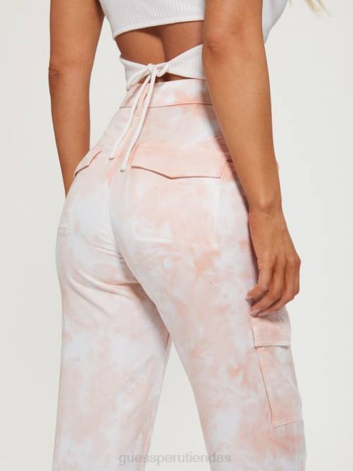 GUESS pantalones chinos cargo bowie mujer 0P8X2290 tinte de corbata de felicidad rosa vestir