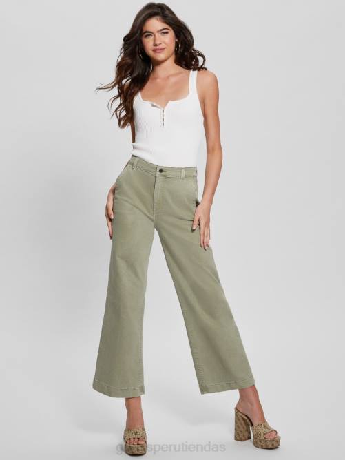 GUESS pantalones darma de tiro alto y ancho mujer 0P8X2013 helecho polvoriento multi vestir