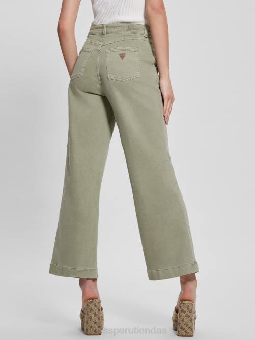 GUESS pantalones darma de tiro alto y ancho mujer 0P8X2013 helecho polvoriento multi vestir