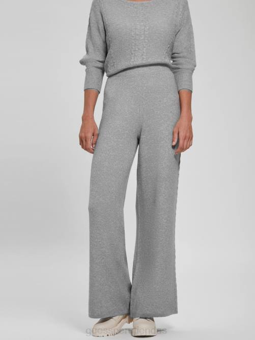 GUESS pantalones de ochos teresa de pernera ancha mujer 0P8X2311 gris melange claro vestir