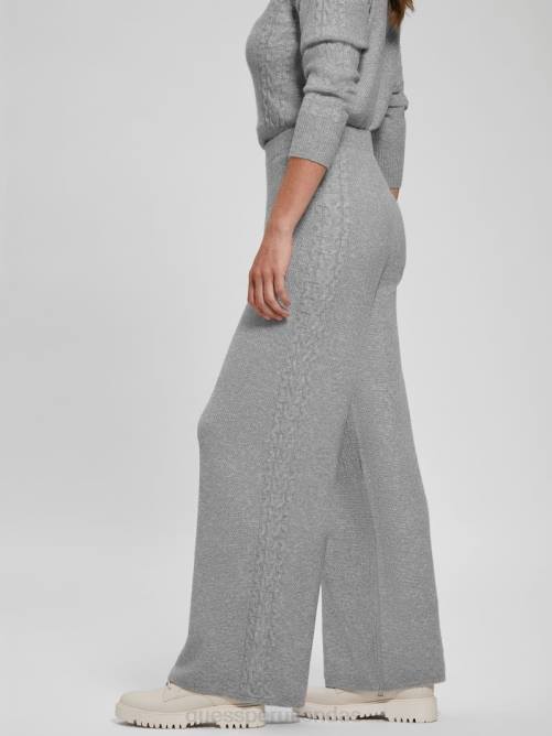 GUESS pantalones de ochos teresa de pernera ancha mujer 0P8X2311 gris melange claro vestir