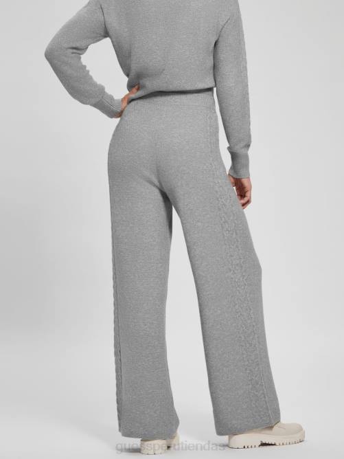 GUESS pantalones de ochos teresa de pernera ancha mujer 0P8X2311 gris melange claro vestir