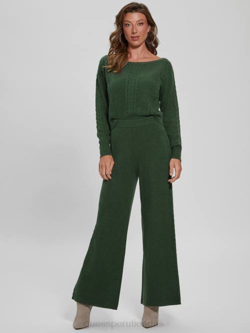 GUESS pantalones de ochos teresa de pernera ancha mujer 0P8X2350 estera de musgo vestir