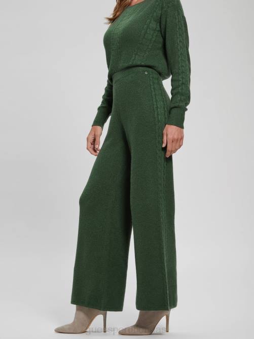 GUESS pantalones de ochos teresa de pernera ancha mujer 0P8X2350 estera de musgo vestir