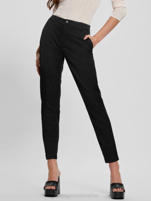 GUESS pantalones de raso zoe mujer 0P8X2038 negro azabache multicolor vestir