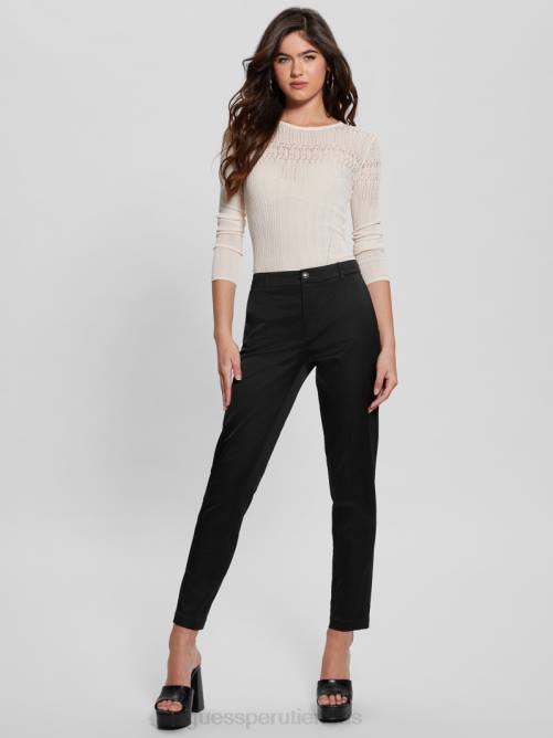 GUESS pantalones de raso zoe mujer 0P8X2038 negro azabache multicolor vestir