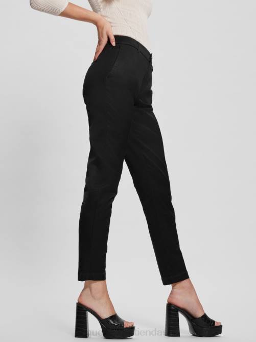 GUESS pantalones de raso zoe mujer 0P8X2038 negro azabache multicolor vestir