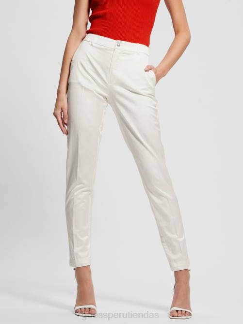 GUESS pantalones de raso zoe mujer 0P8X2059 blanco crema multicolor vestir