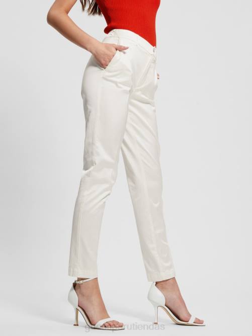 GUESS pantalones de raso zoe mujer 0P8X2059 blanco crema multicolor vestir