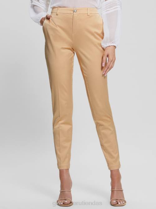 GUESS pantalones de raso zoe mujer 0P8X2164 melocotón arenoso multi vestir