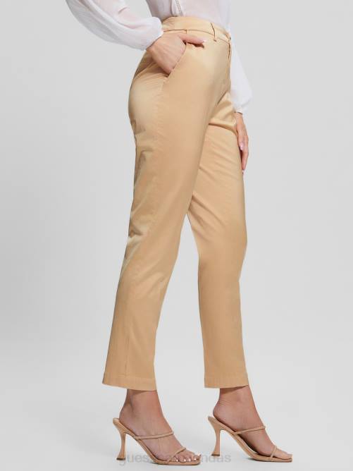 GUESS pantalones de raso zoe mujer 0P8X2164 melocotón arenoso multi vestir