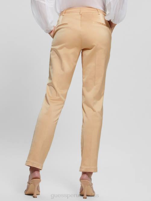GUESS pantalones de raso zoe mujer 0P8X2164 melocotón arenoso multi vestir