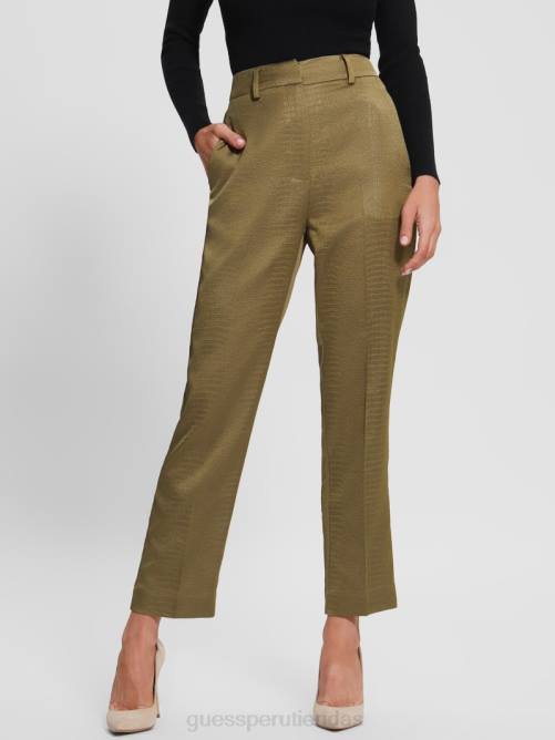 GUESS pantalones eco alejandra satén cocodrilo mujer 0P8X2424 cálido desierto multi vestir