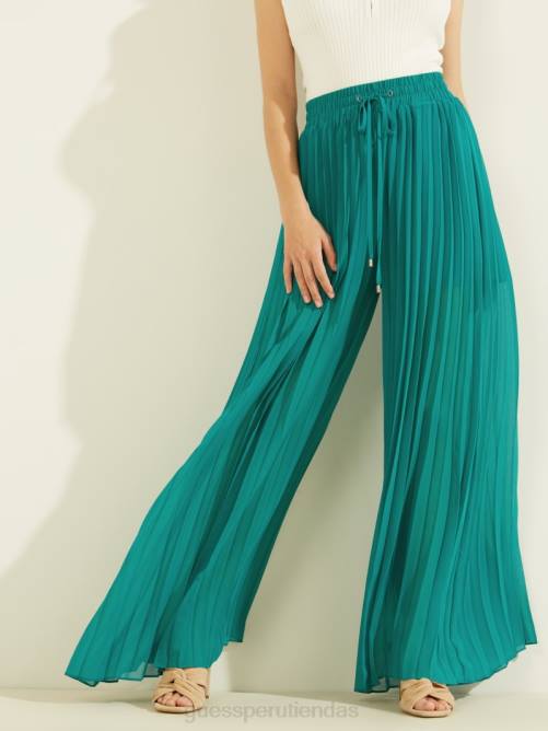 GUESS pantalones eco sveva mujer 0P8X2243 verde azulado enjoyado vestir
