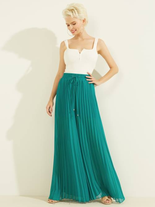 GUESS pantalones eco sveva mujer 0P8X2243 verde azulado enjoyado vestir