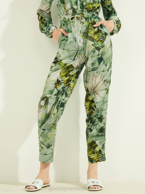 GUESS pantalones eco viola estampados mujer 0P8X2423 estampado de hoja de plátano vestir
